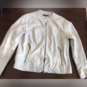 Apt 9 Moto Jacket - Woman’s Faux Leather. Cream Color. Fully Lined. Size XL